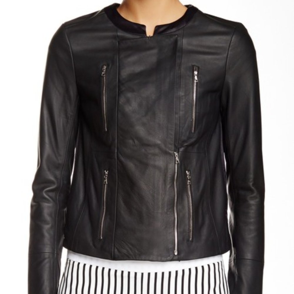 J Brand Lee genuine leather and satin jacket size S